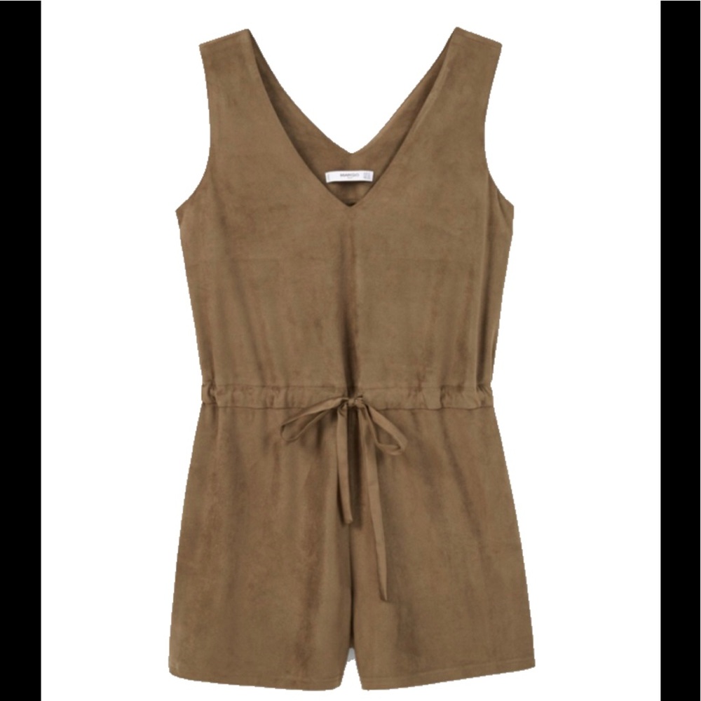 Mango faux suede olive green romper